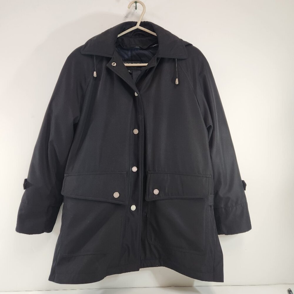 London Fog Limited Edition Black Hooded Jacket Womens Small Petite Vintage